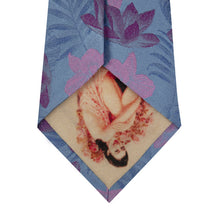Sky Blue Silk Tie with Pink Floral Back