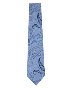 Sky Blue Paisley Silk Tie Long