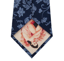 Navy and Blue Floral Design Silk Tie Back