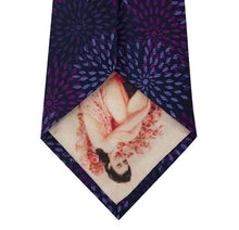 Purple with Lilac Pattern Silk Tie Back