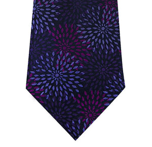 Purple with Lilac Pattern Silk Tie Close