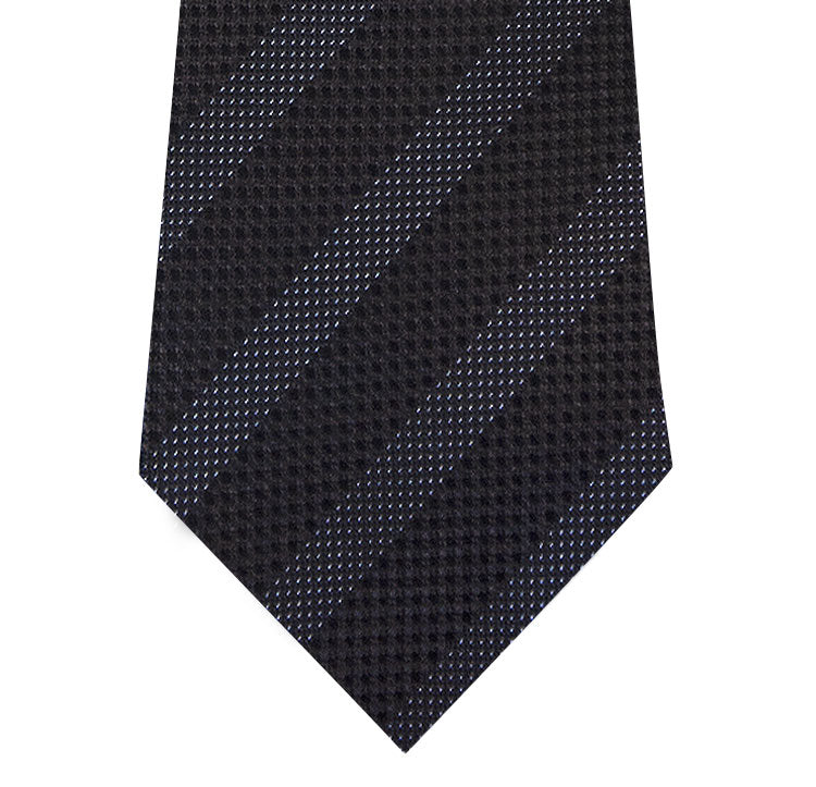 Black on Grey Stripe Silk Tie Close