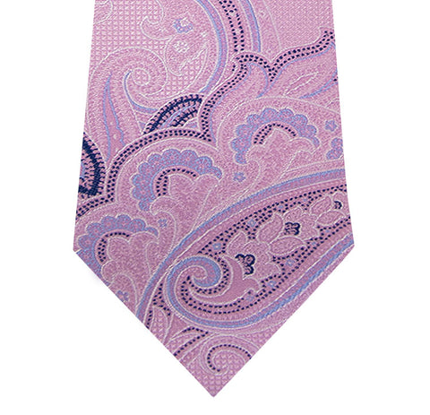 Pink Paisley Silk Tie Long