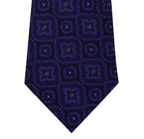 Black Silk Tie with Purple Pattern