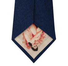 Blue Silk Tie with Herringbone Pattern Back