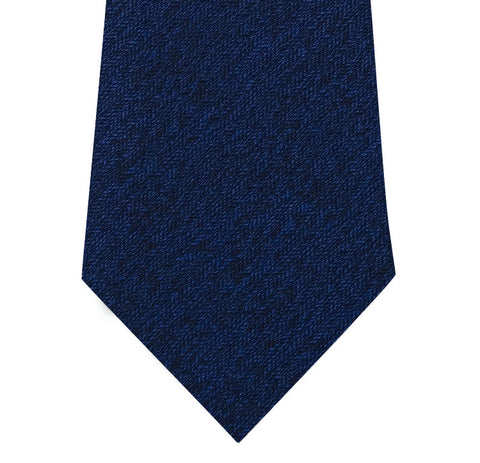 Blue Silk Tie with Herringbone Pattern Long