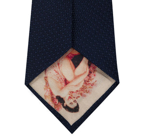 Navy and White Pin Dot Silk Tie Back