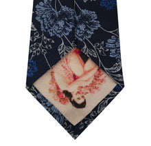 Navy and Floral Design Silk Tie Back