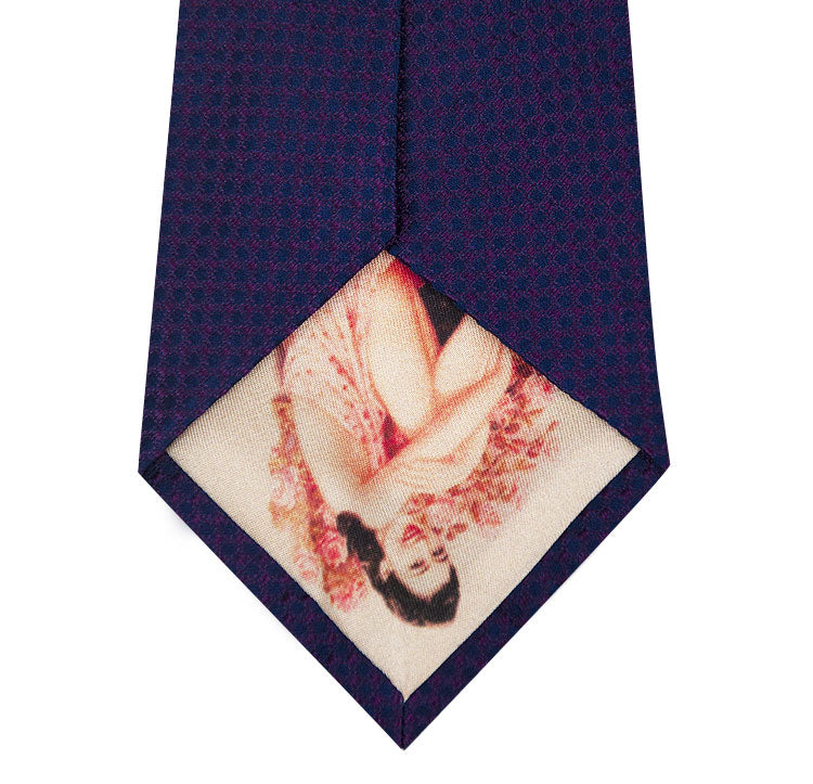 Purple Two Tone Block Waffle Weave Silk Tie Back