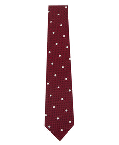 Red and White Polka Dot Silk Tie Long