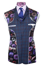 The Carroll Oxford Blue with Plum and White Grid Check Suit Lining