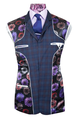 The Carroll Oxford Blue with Plum and White Grid Check Suit