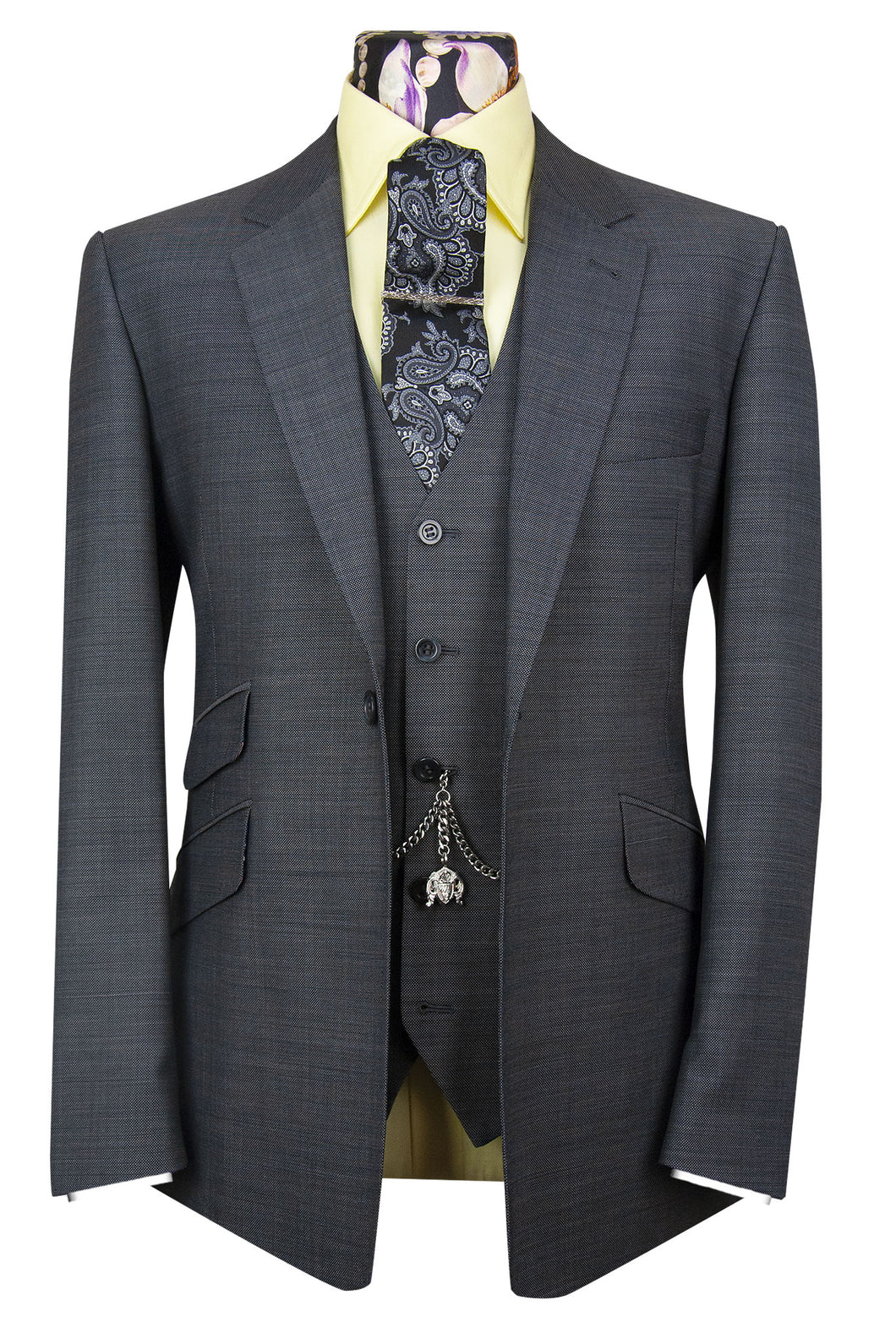 The Quince Graphite Grey Suit with White Weave Pattern