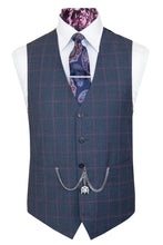 The Stoker Slate Blue Suit with Raspberry Over Check Waistcoat 