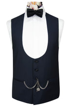 The Verona Midnight Navy Shawl Suit with Subtle Navy Diamond Pattern Waistcoat