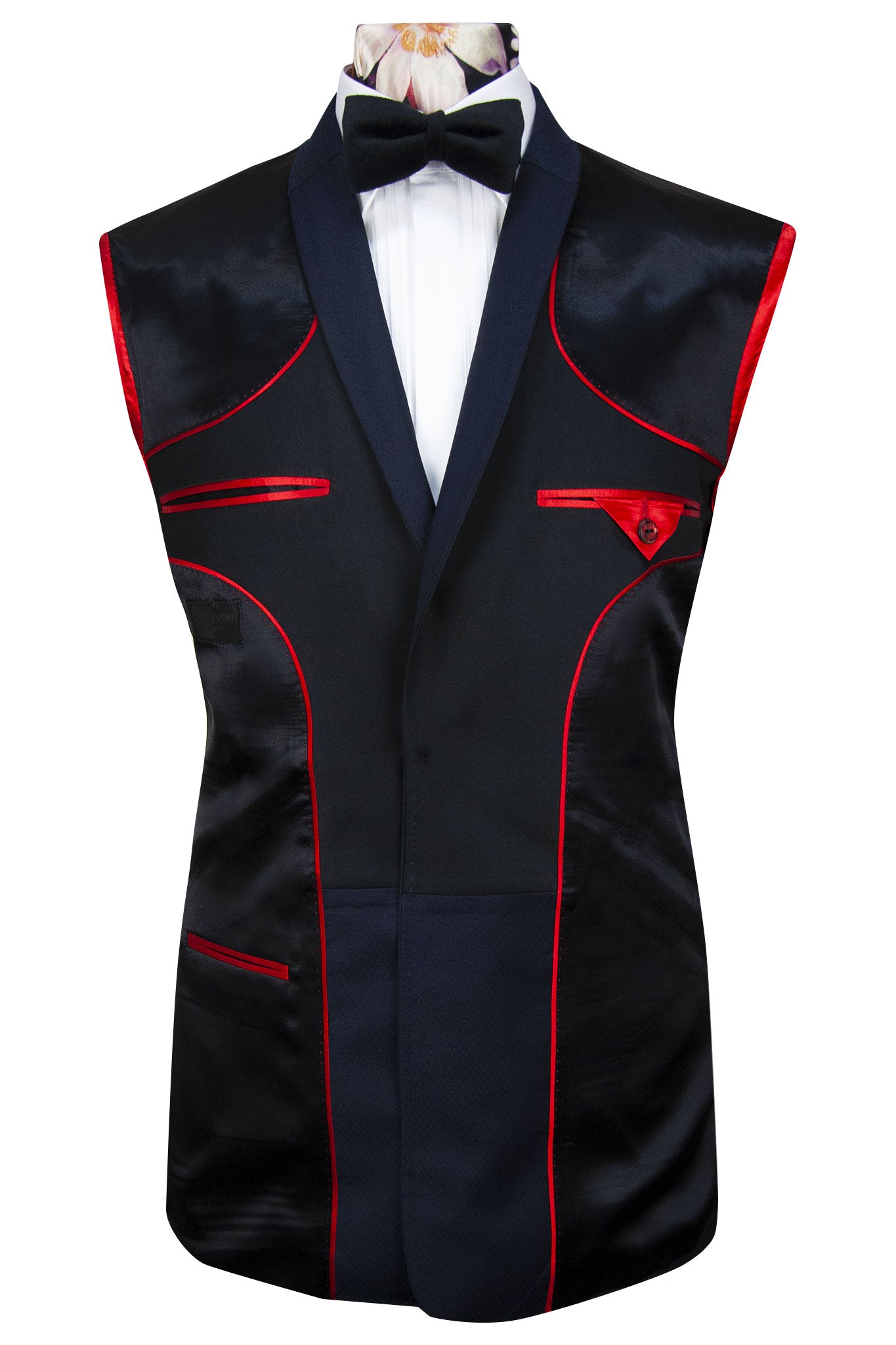 The Verona Midnight Navy Shawl Suit with Subtle Navy Diamond Pattern Lining