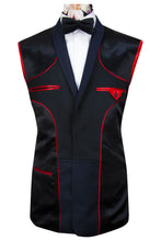 The Verona Midnight Navy Shawl Suit with Subtle Navy Diamond Pattern Lining
