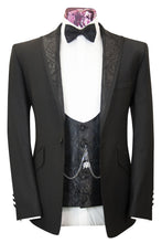 The George Classic Black Dinner Suit with Paisley Lapel