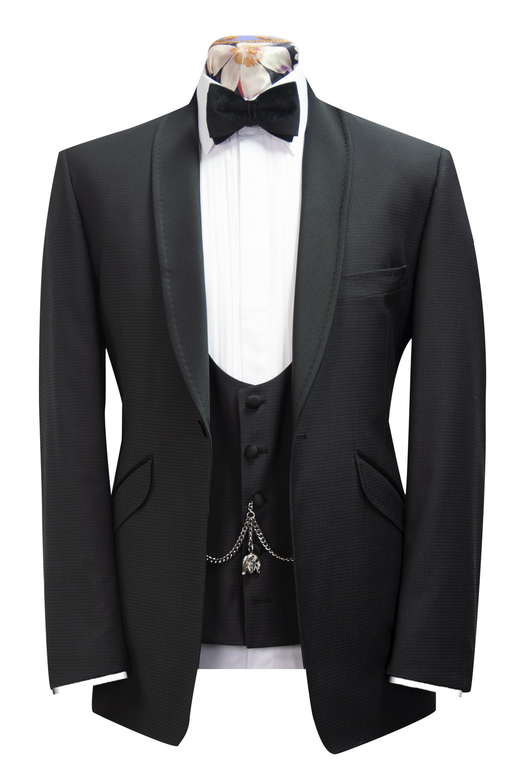 The Black Benedict Classic Suit with Square Weave