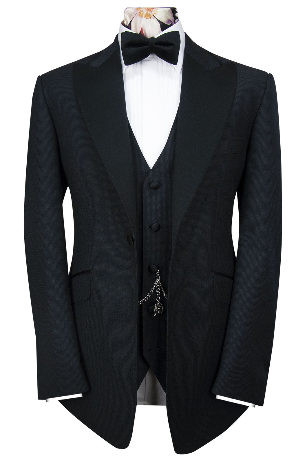 The Cressida Classic Black Dinner Suit with Plain Weave