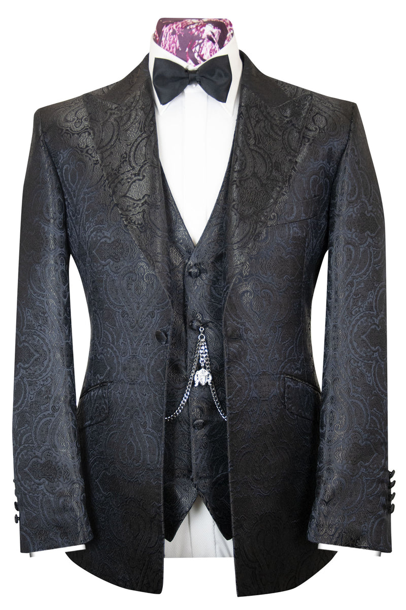 William Hunt Savile Row Cobalt Blue Jacquard Dinner Suit