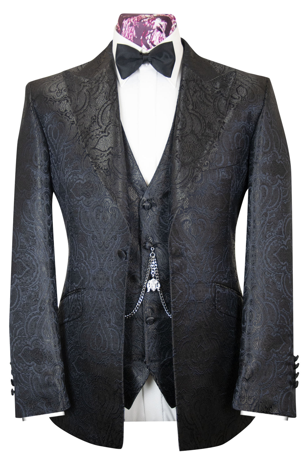 The Atlee Black Paisley Pattern Dinner Suit