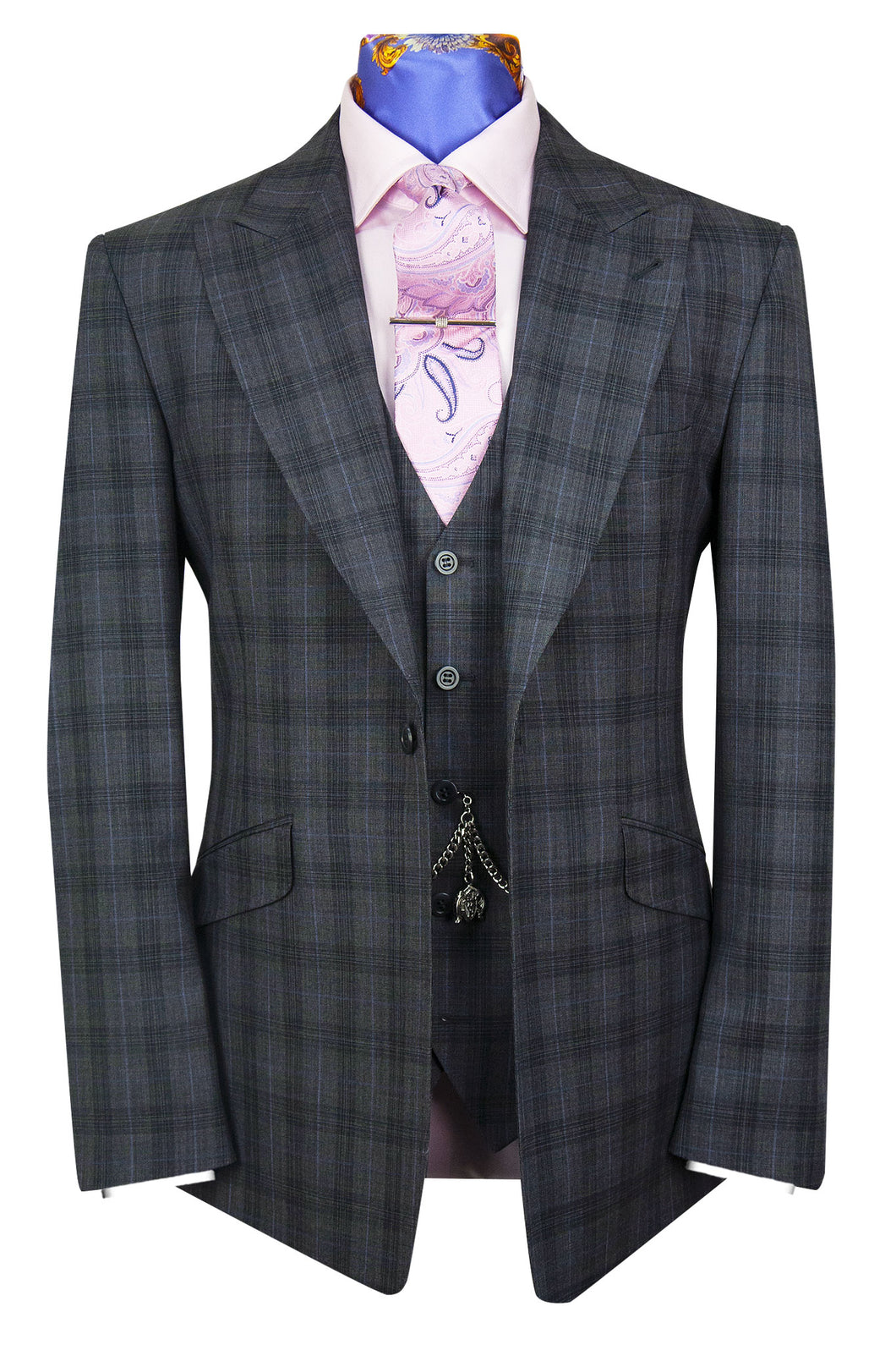 The Leonardo Shadow Grey Suit with Two Colour Grid Check