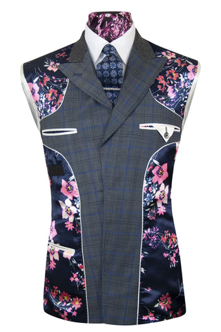 The Hemingway Pewter Grey Suit with Blue and Black Over Check