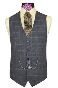 The Fleming Slate Grey Suit with Grey Over Check Waistcoat