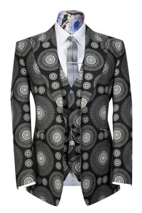 The Eliot Black Suit With White Pattern
