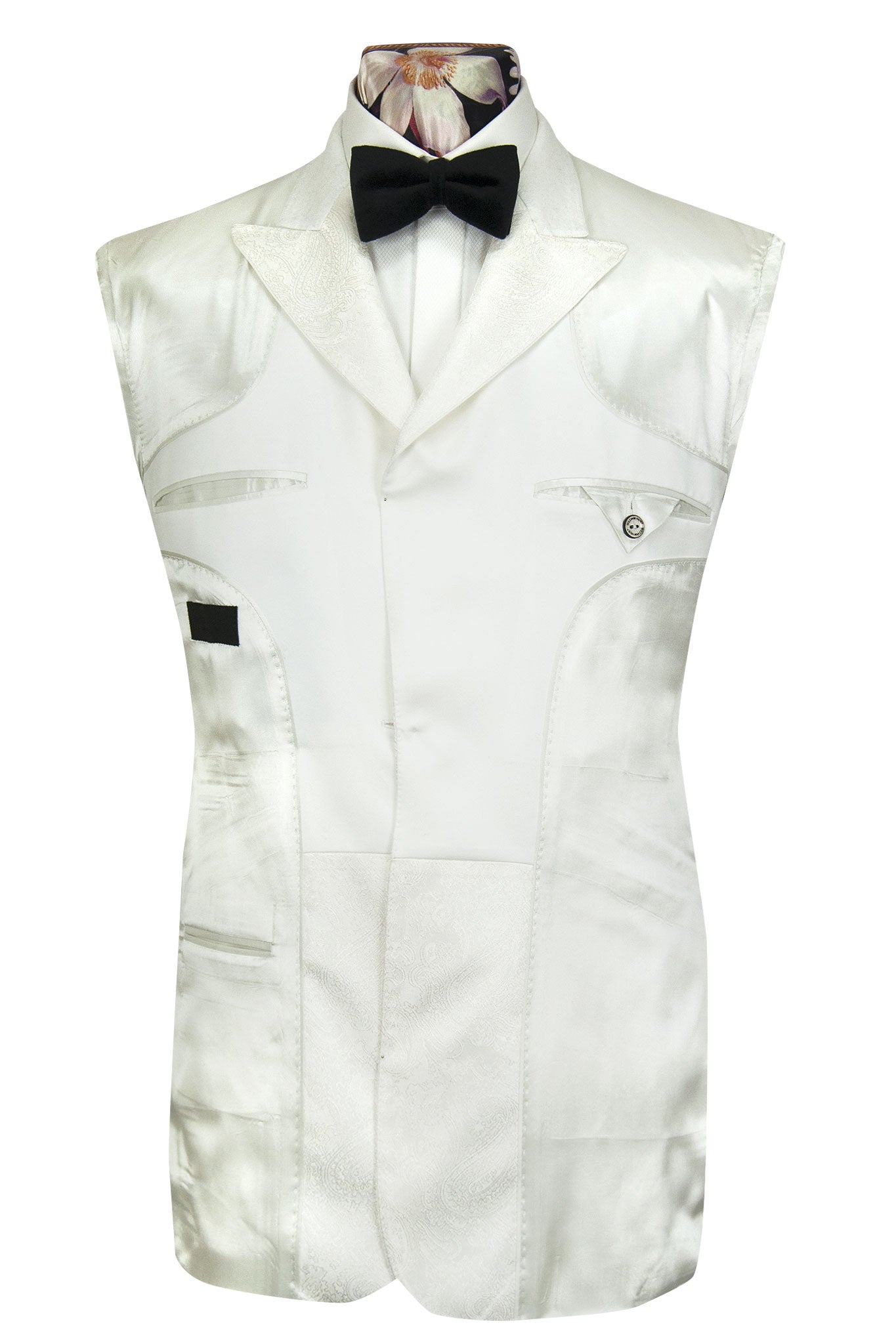The Connery Alabaster White Dinner Jacket with Subtle Paisley Design Lining