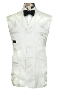 The Connery Alabaster White Dinner Jacket with Subtle Paisley Design Lining
