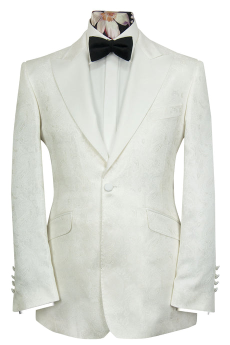 The Connery Alabaster White Dinner Jacket with Subtle Paisley Design
