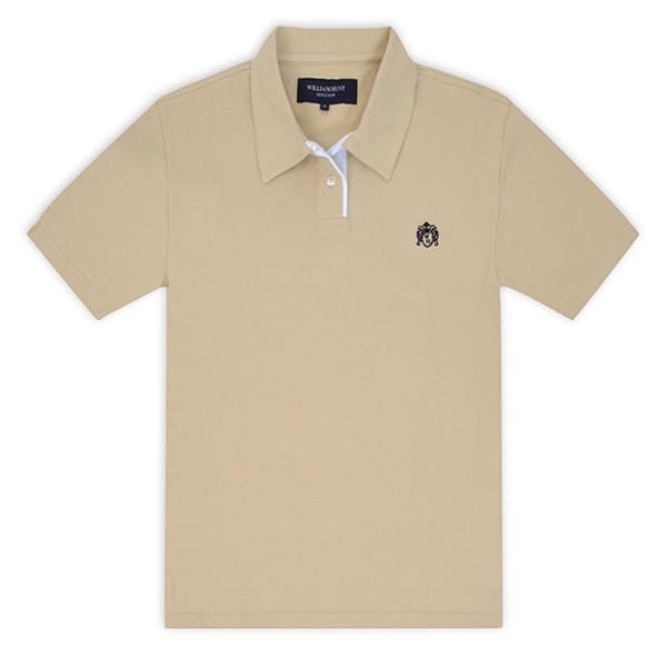 Beige Piqué Polo Top With White Contrasting Insert 2017 Polos