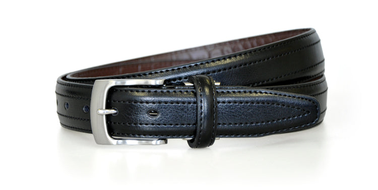 Black Croc Back Classic WH Belt Front