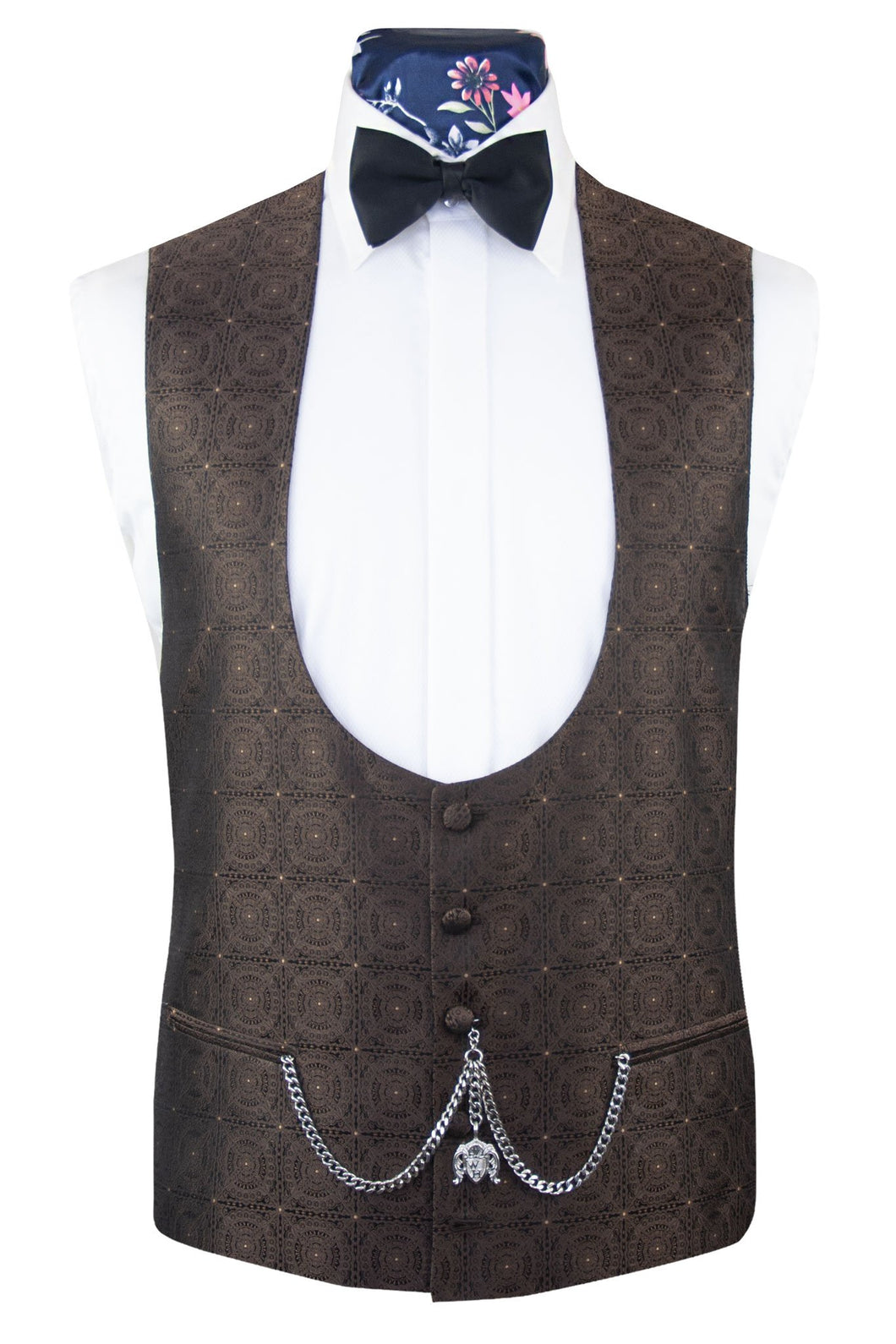 Brown Pattern Silk Waistcoat