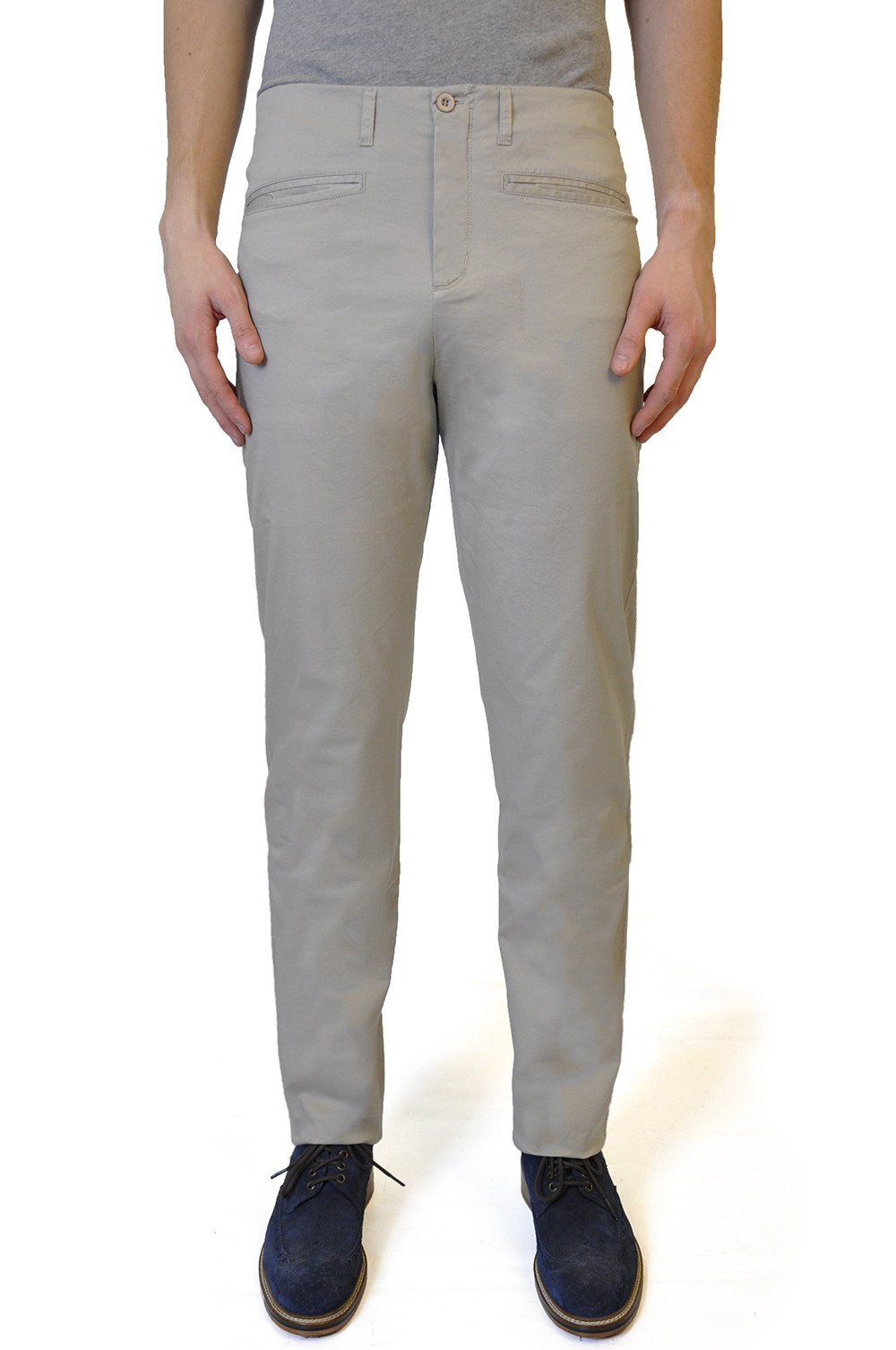 Beige Slim Fit Stretch Chino - William Hunt Savile Row
 - 1
