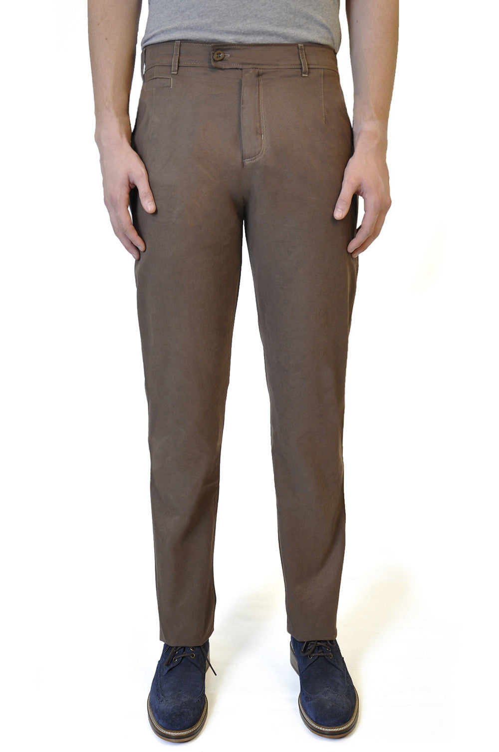Brown Cotton Chino - William Hunt Savile Row
 - 1
