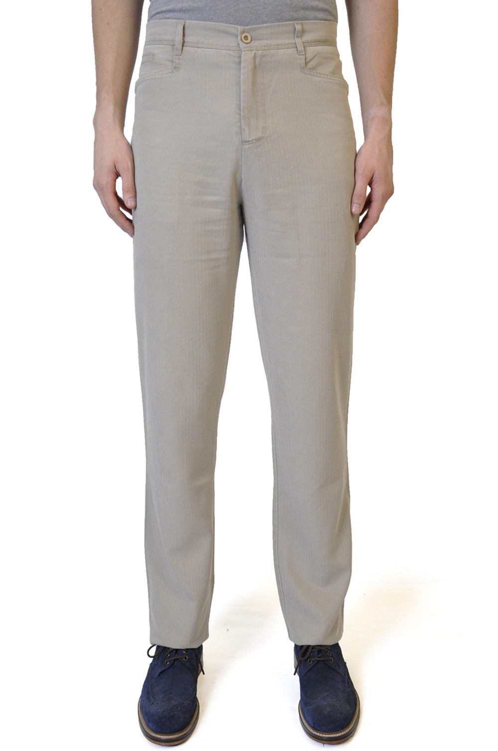 Cream Straight Cotton Chino - William Hunt Savile Row
 - 1