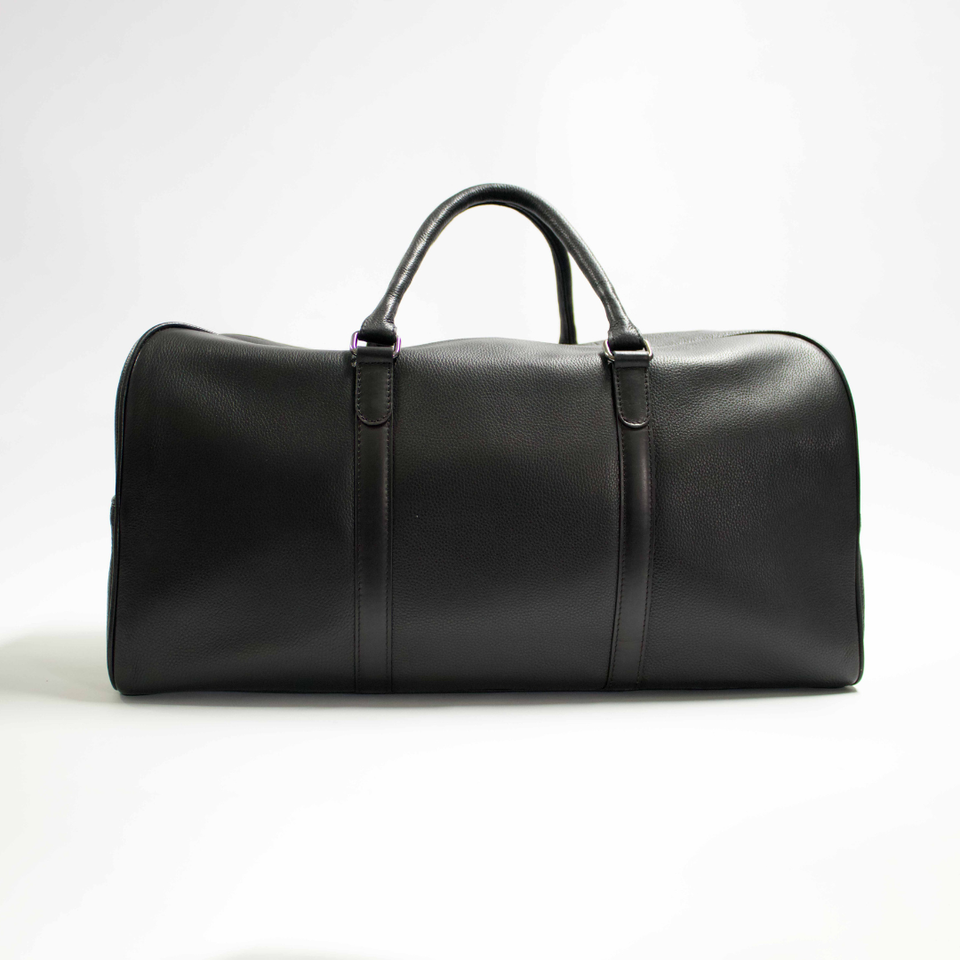 Mens black sales leather weekender bag