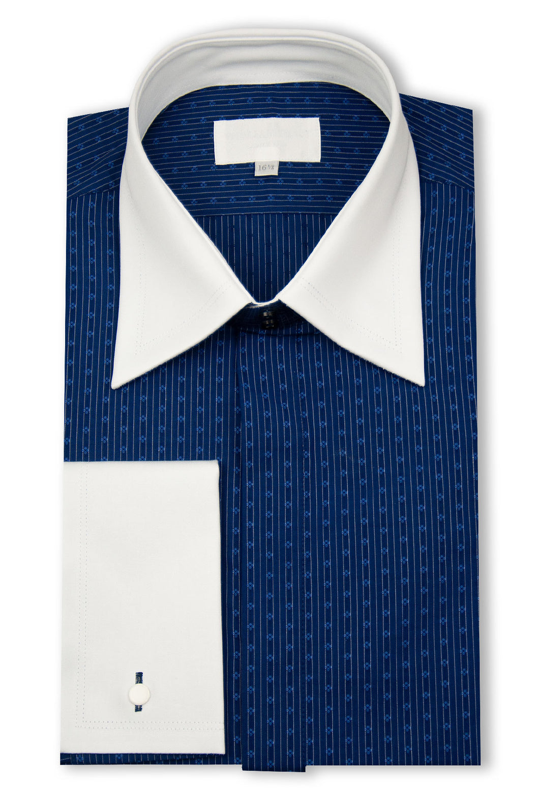 Navy with Blue Pattern White Collar Shirt