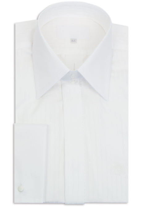 White Striped Forward Point Collar Shirt