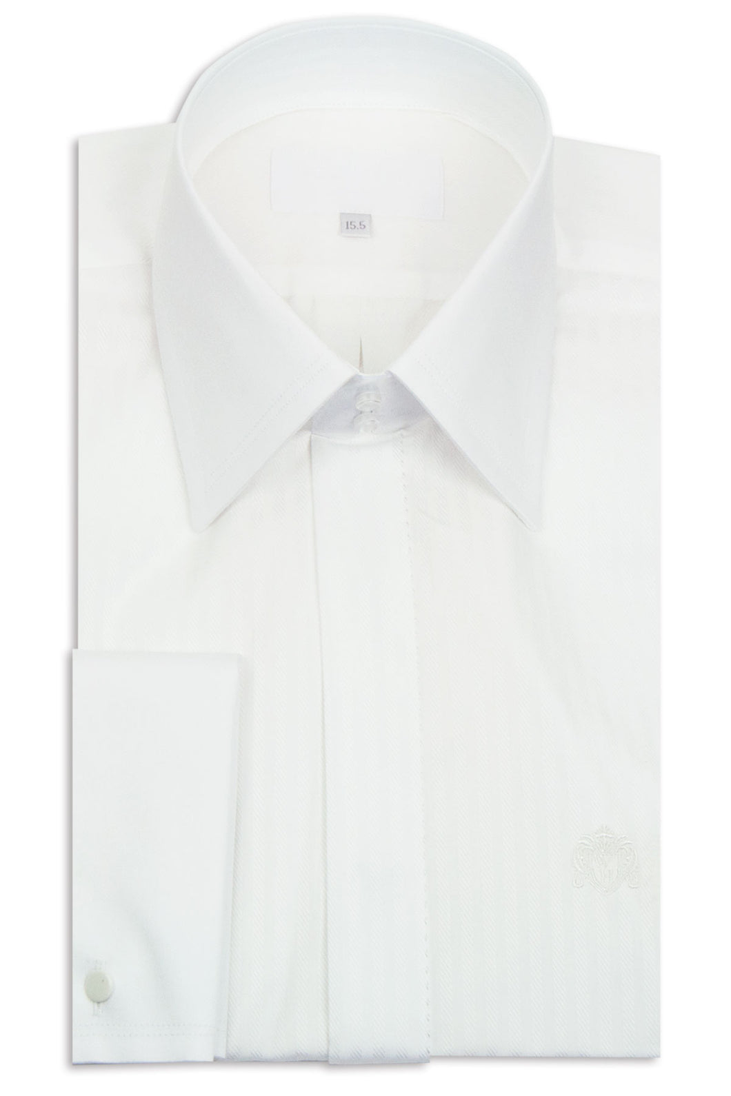 White Lined Striped Forward Point Collar Shirt