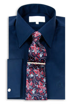 Classic Navy Forward Point Collar Shirt with Tie
