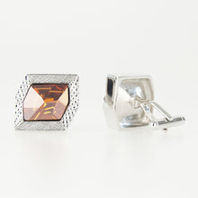 Large Silver/ Amber Crystal Cufflinks side view