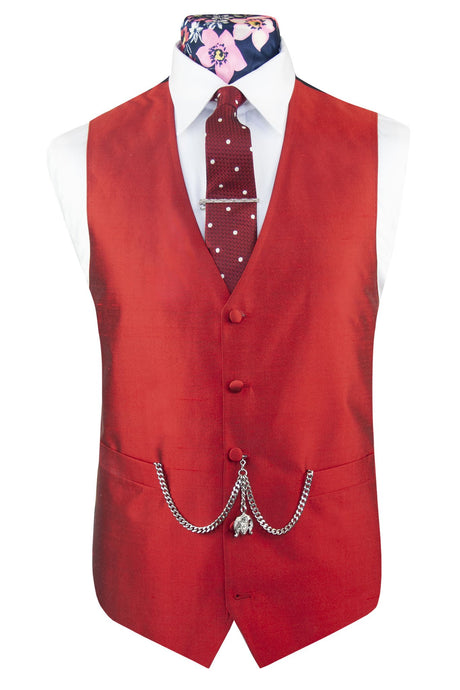 Ruby Red Silk Waistcoat