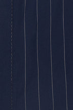 Navy Pinstripe White Forward Point Collar Shirt Close Up
