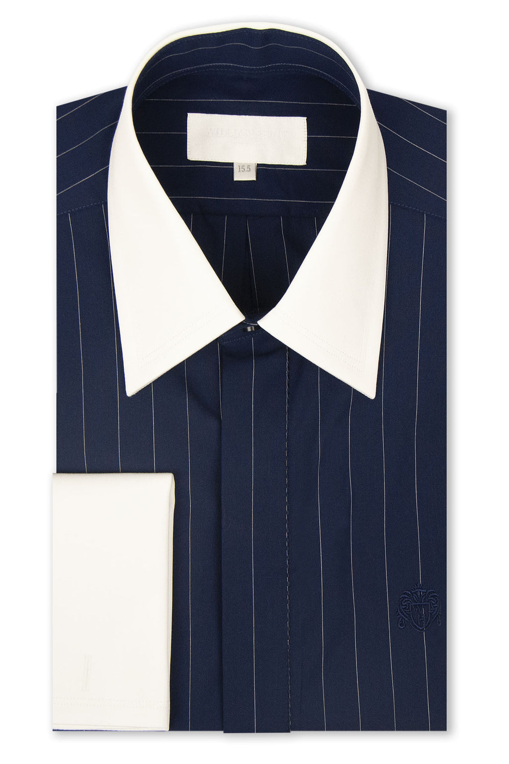 Navy Pinstripe White Forward Point Collar Shirt