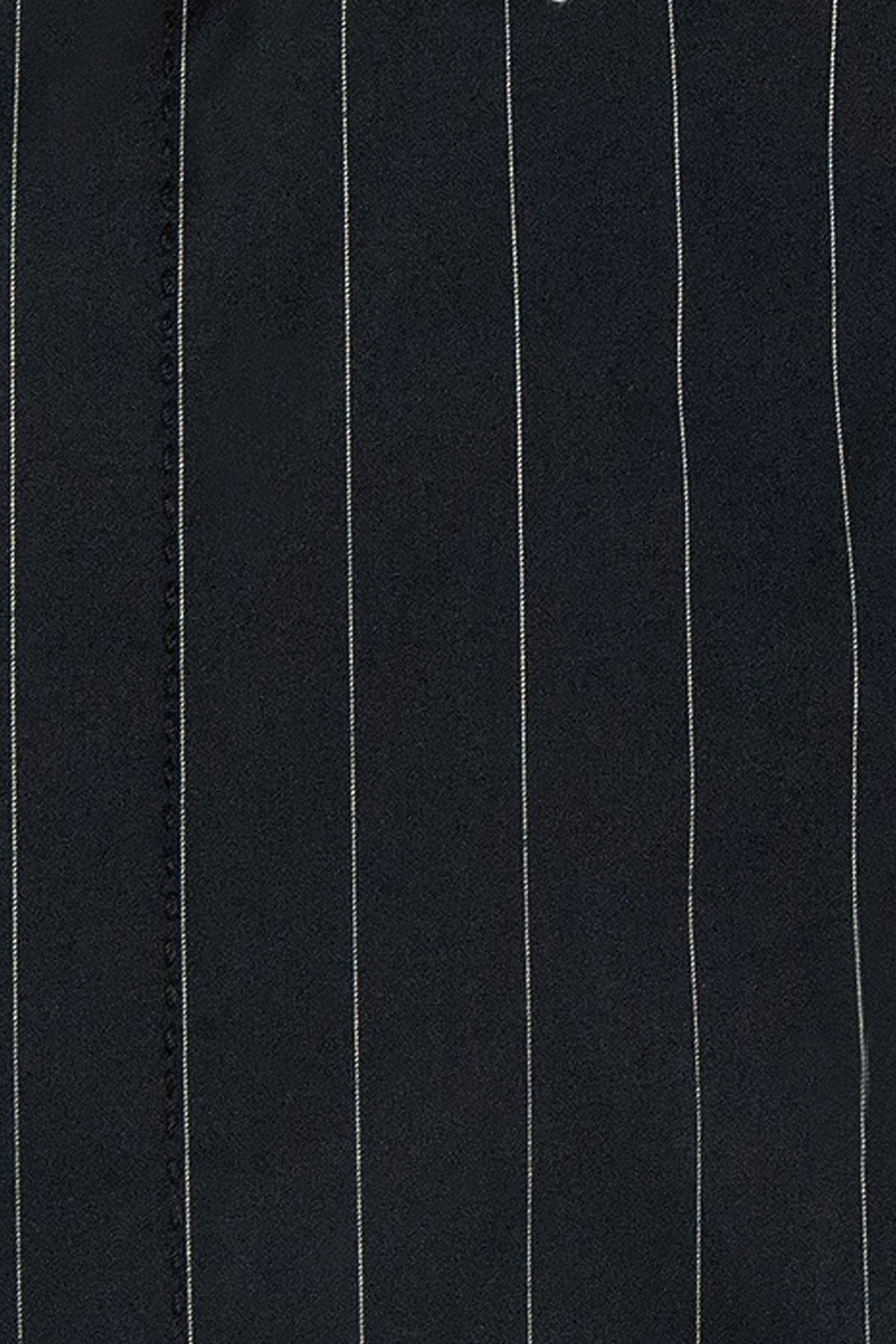 Black Pinstripe White Forward Point Collar Shirt Close Up