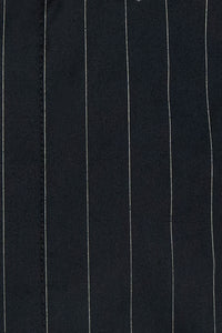 Black Pinstripe White Forward Point Collar Shirt Close Up
